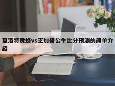 夏洛特黄蜂vs芝加哥公牛比分预测的简单介绍